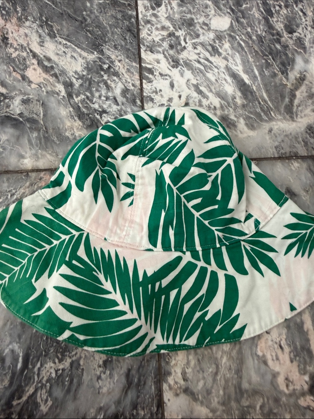Janie and Jack Green & White Leaf Print Sun Hat with Bow Accent - Picture 4 of 4